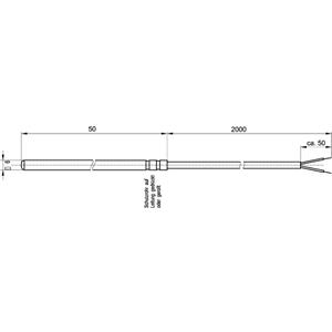 Enda Temperatuursensor K1-PT100-S-6x50-2M-2L Sensortype Pt100 Meetbereik temperatuur-50 tot 200 °C Kabellengte 2 m Sensor-Ø 6 mm