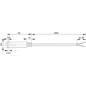 Enda Temperatuursensor K10-TC-J-40x8x8-2M Sensortype J Meetbereik temperatuur-50 tot 400 °C Kabellengte 2 m