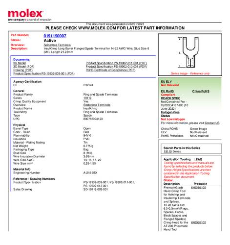 Molex 191190007 Gabelkabelschuh Loch-Ø=4mm Bag