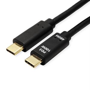 Value USB-laadkabel USB 2.0 USB-C stekker 1 m Zwart 11998308