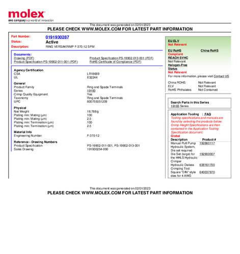 Molex 191930287 Ringkabelschuh