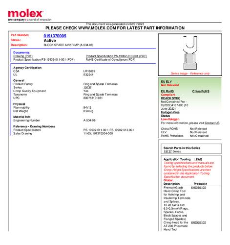 Molex 191370005 Gabelkabelschuh