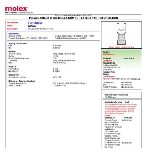 Molex 191960068 Gabelkabelschuh
