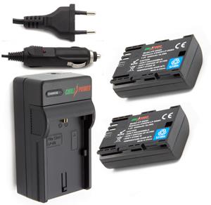 ChiliPower 2 x LP-E6NH accu's voor Canon - inclusief oplader en autolader