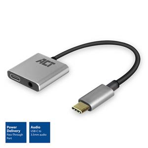 ACT USB-C naar audio & oplaadadapter - AC7005