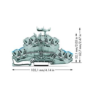 WAGO 2002-2432 Doorgangsklem 2-etages 5.20 mm Spanveer Toewijzing: N, L Grijs 50 stuk(s)