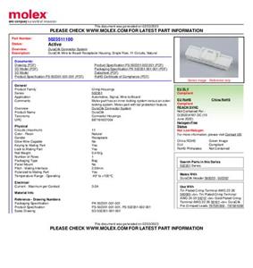 Molex Buchsengehäuse-Kabel Polzahl Gesamt 11 5023511100 Bag