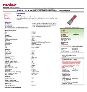 Molex 190190006 Flachsteckhülse Steckbreite: 4.75mm Steckdicke: 0.51mm Bulk