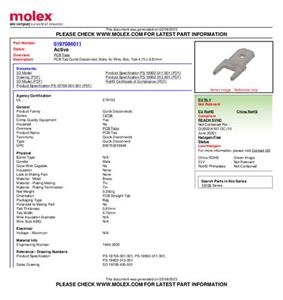 Molex 197084011 Flachstecker Steckbreite: 4.75mm Steckdicke: 0.81mm Bulk