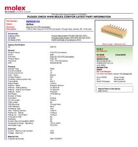 Molex FFC/FPC-Anschluss Polzahl Gesamt 15 Rastermaß: 1.25mm 39532155 Tray