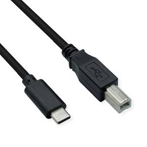 Roline USB-Kabel USB 2.0 USB-C Stecker, USB-B Stecker 1.80m Schwarz Geschirmt 11028336