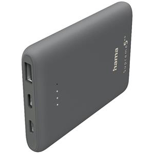 Hama Supreme Powerbank 5000mAh - 1 x USB-A - Grijs