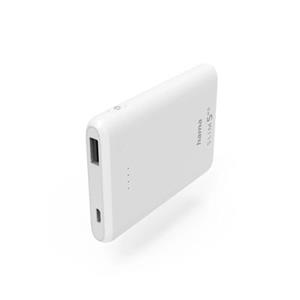 Hama SLIM 5HD USB-A Powerbank 5000mAh - 1 x USB-A - Kleine Powerbank - Wit