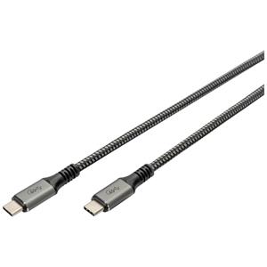 Digitus USB-C-kabel USB 4.0 USB-C stekker 1 m Zwart Afscherming gevlochten, Afgeschermd, Scheurbestendig, Rond, Ultra HD (8K) DB-300443-010-S