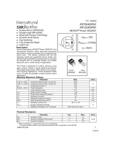 infineontechnologies Infineon Technologies IRFR2405PBF-GURT MOSFET 1 N-Kanal 110W TO-252AA