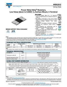 Vishay WSK2512R0200FEA Metallschicht-Widerstand 20 mΩ SMD 2512 1.0W 1% Tape