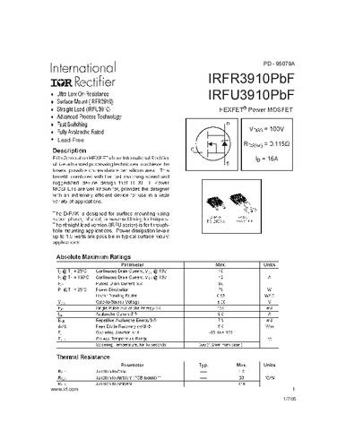 infineontechnologies Infineon Technologies IRFR3910PBF-GURT MOSFET 1 N-Kanal 79W TO-252AA