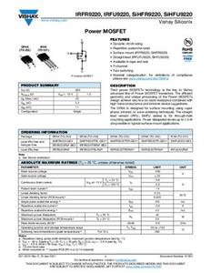 Vishay IRFR9220PBF MOSFET 1 P-Kanal 42W TO-252AA Tube