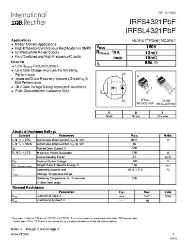 infineontechnologies Infineon Technologies IRFS4321PBF-GURT MOSFET 1 N-Kanal 350W D2PAK