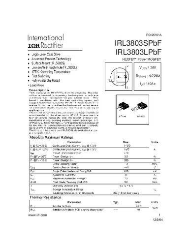 infineontechnologies Infineon Technologies IRL3803SPBF-GURT MOSFET 1 N-Kanal 200W D2PAK