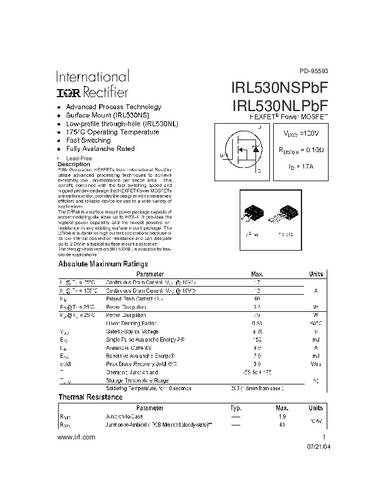 Infineon Technologies IRL530NSPBF-GURT MOSFET 1 N-kanaal 79 W D2PAK