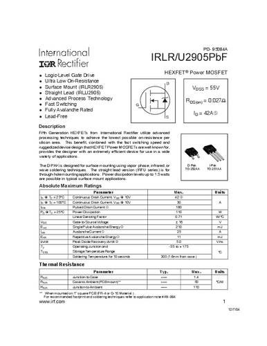 infineontechnologies Infineon Technologies IRLR2905TRPBF MOSFET 1 N-Kanal 110W TO-252AA