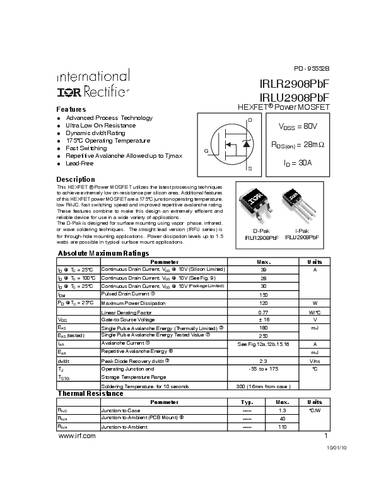 infineontechnologies Infineon Technologies IRLR2908PBF-GURT MOSFET 1 N-Kanal 120W TO-252AA