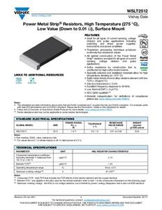 Vishay WSLT2512R5000FEB Metallschicht-Widerstand 500 mΩ SMD 2512 1.0W 1% Tape