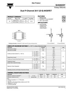 Vishay SI4925DDY-T1-GE3 MOSFET 2 P-Kanal 2.5W SOIC-8 Tape on Full reel