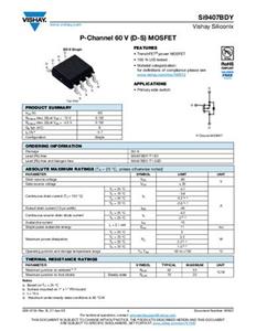 Vishay SI9407BDY-T1-GE3 MOSFET 1 P-Kanal 5W SOIC-8 Tape on Full reel