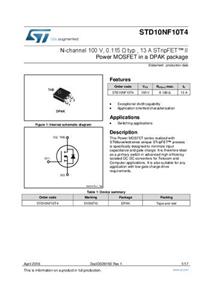 STMicroelectronics STD10NF10T4 MOSFET 1 N-kanaal 50 W TO-252