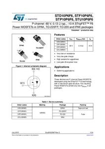 STMicroelectronics STD10P6F6 MOSFET 1 P-Kanal 35W TO-252