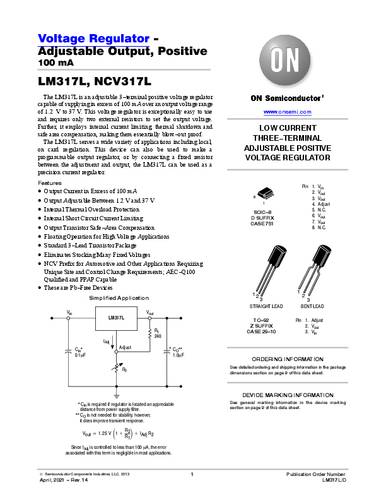 onsemiconductor ON Semiconductor LM317LDR2G Spannungsreferenz SOIC-8 Positiv Einstellbar 0.10A Tape on Full reel