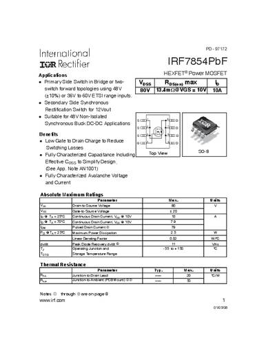 infineontechnologies Infineon Technologies IRF7854PBF-GURT MOSFET 1 N-Kanal 2.5W SO-8