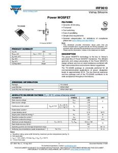 Vishay IRF9610PBF MOSFET 1 P-kanaal 20 W TO-220AB Tube