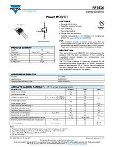 Vishay IRFBE20PBF MOSFET 1 N-Kanal 54W TO-220AB Tube