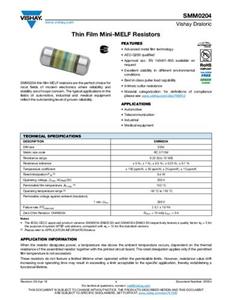 Vishay SMM02040C1008FB300 Dünnschicht-Widerstand 1.1Ω SMD 0.25W 0.01% Tape