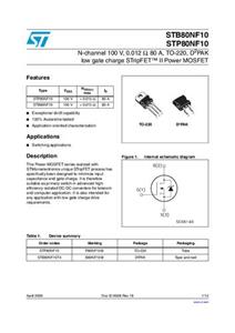 STMicroelectronics STB80NF10T4 MOSFET 1 N-Kanal 300W D2PAK