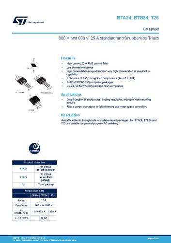 STMicroelectronics T2535-800G TRIAC D2PAK 25A 800V Tube