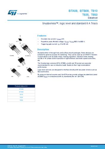 T835-600G TRIAC D2PAK 8 A 600 V Tube