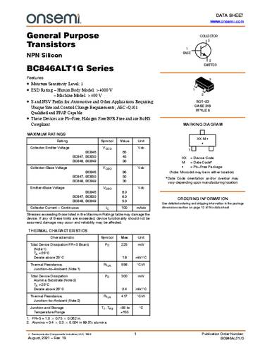onsemiconductor ON Semiconductor Transistor (BJT) - diskret BC850BLT1G SOT-23 NPN Tape on Full reel