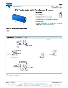 Vishay T18100KT10 Spindeltrimmer Lineair 0.75 W 0.01 kΩ 1 stuk(s)