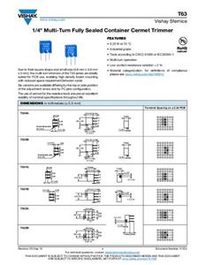 Vishay T63YA103KT20 Spindeltrimmer linear 0.25W 10kΩ