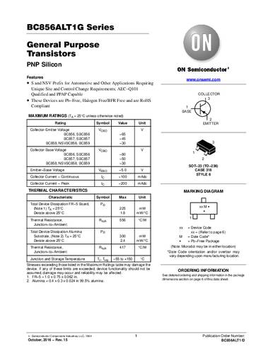 onsemiconductor ON Semiconductor Transistor (BJT) - diskret BC858CLT1G SOT-23 PNP Tape on Full reel