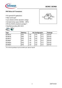 Infineon Technologies Transistor (BJT) - discreet BCW67CE6327HTSA1 SOT-23 PNP Tape on Full reel