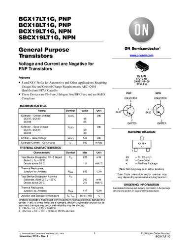 onsemiconductor ON Semiconductor Transistor (BJT) - diskret BCX17LT1G SOT-23 PNP Tape on Full reel