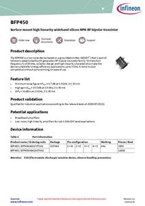 infineontechnologies Infineon Technologies Transistor (BJT) - diskret BFP450H6327XTSA1 SOT-343 NPN Tape on Full reel