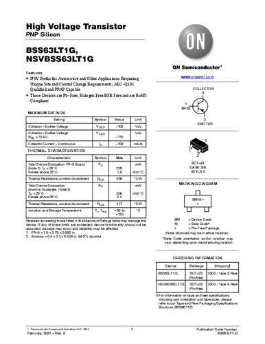 onsemiconductor ON Semiconductor Transistor (BJT) - diskret BSS63LT1G SOT-23 PNP Tape on Full reel