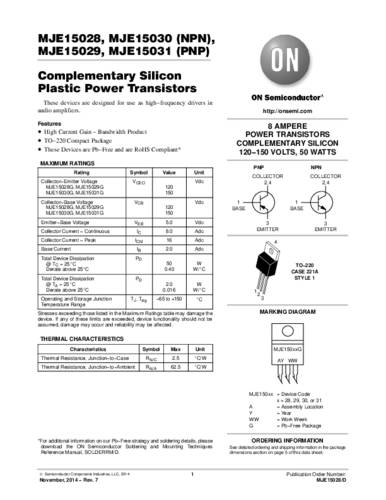 ON Semiconductor Transistor (BJT) - discreet MJE15031G TO-220 PNP Tube