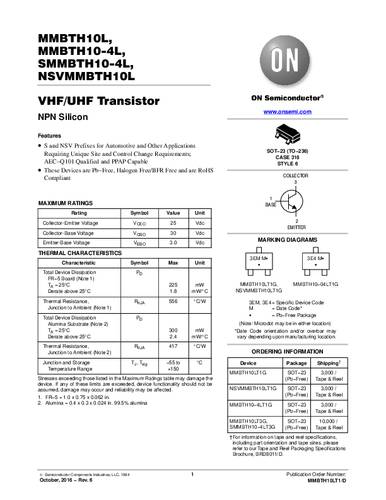 onsemiconductor ON Semiconductor Transistor (BJT) - diskret MMBTH10LT1G SOT-23 NPN Tape on Full reel